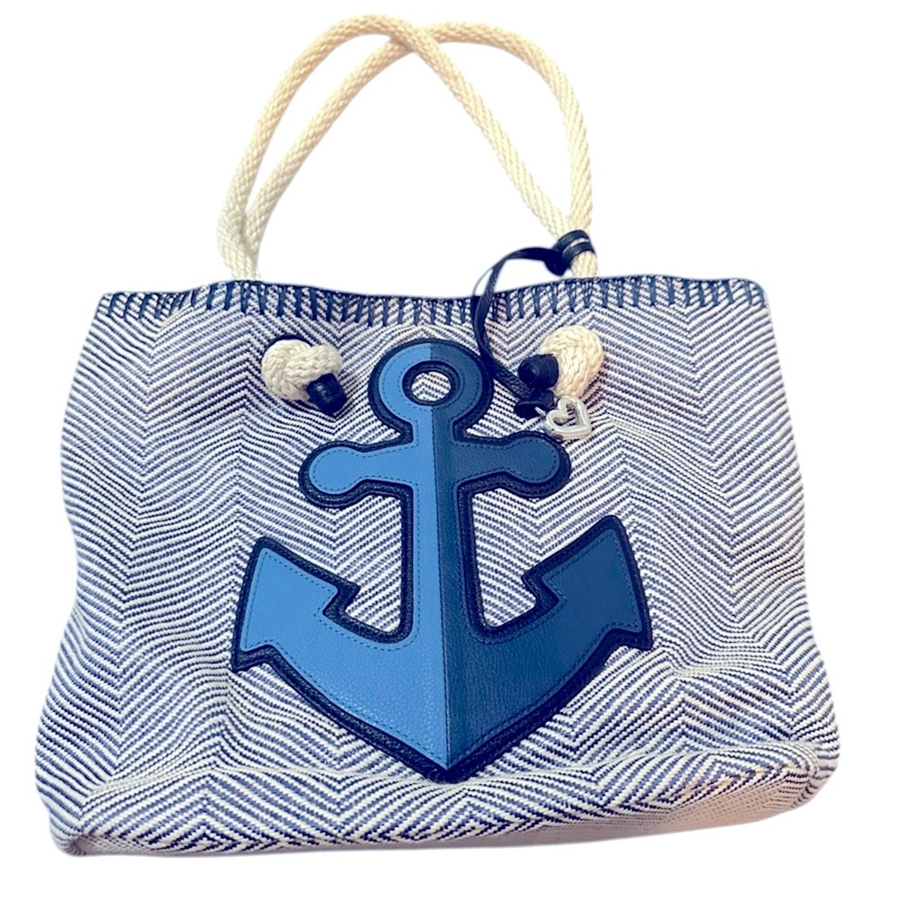 Nautical Blue Anchor Tote Bag BRIGHTON CRUISER KNOTTED TOTE